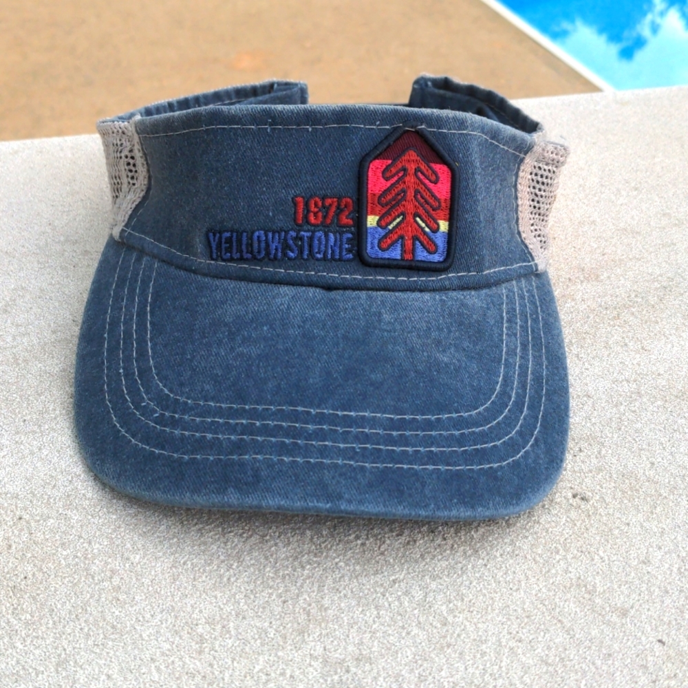 Yellowstone 1872 Visor by DK Caps Dark Denim & Beige Mesh w/Snap Back Buffalo E